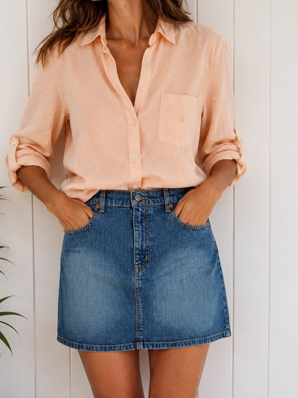Vintage Polo Jeans Co Ralph Lauren Denim Mini Skirt Medium Wash Y2K USA 12
